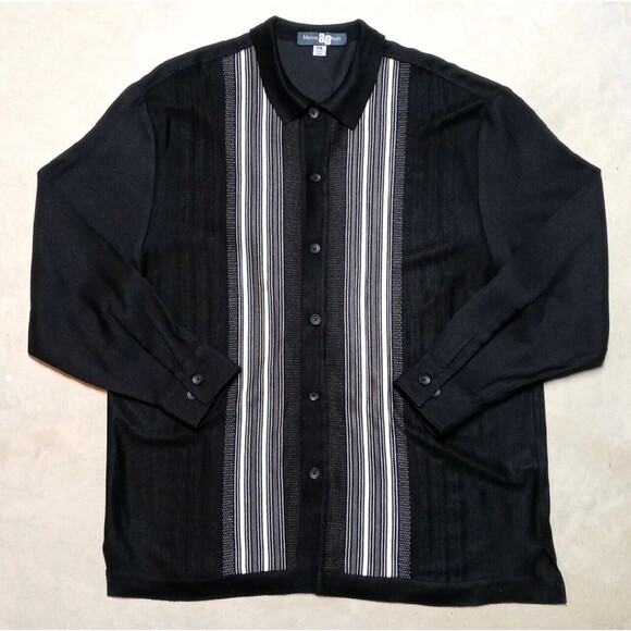 Michael Irvin 88 Other - Vintage Michael Irvin 88 Black Gray Striped Knit Long Sleeve Shirt - Size XXL